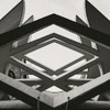 Low angle view of modern geometric architectural design in Berlin.